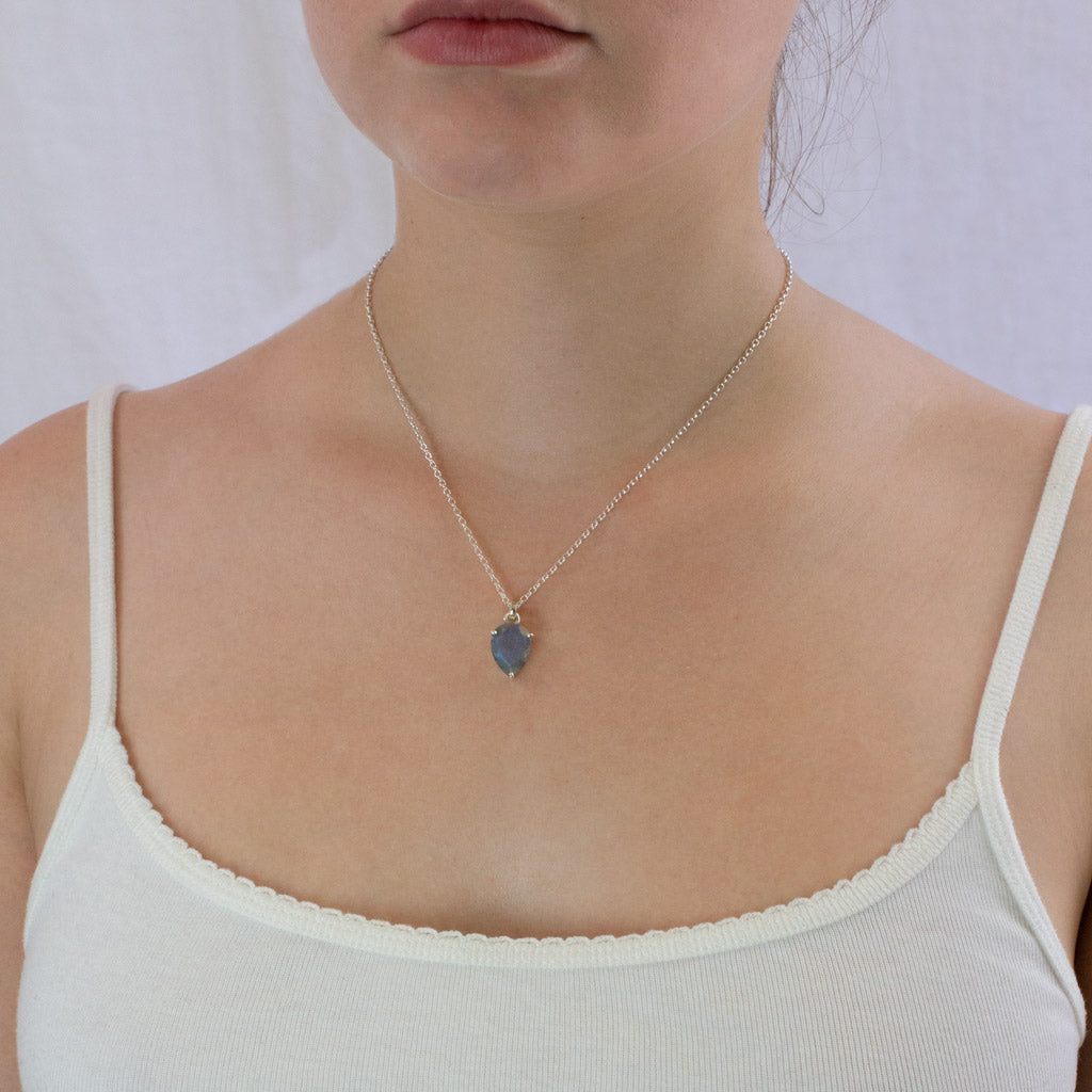 Labradorite necklace on model