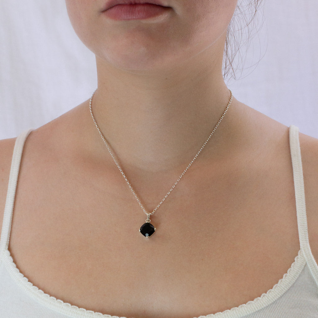 Faceted Onyx necklace on model