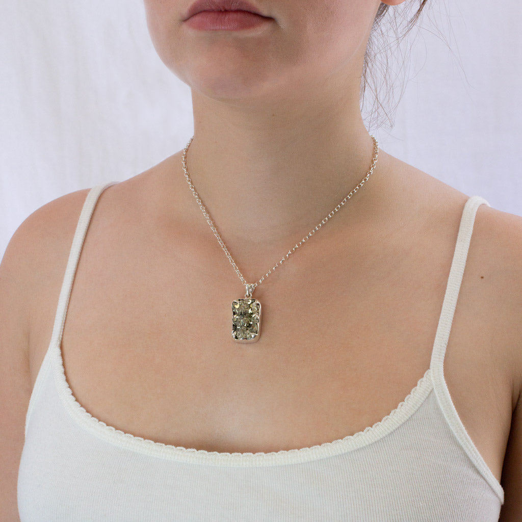 Pyrite necklace on model