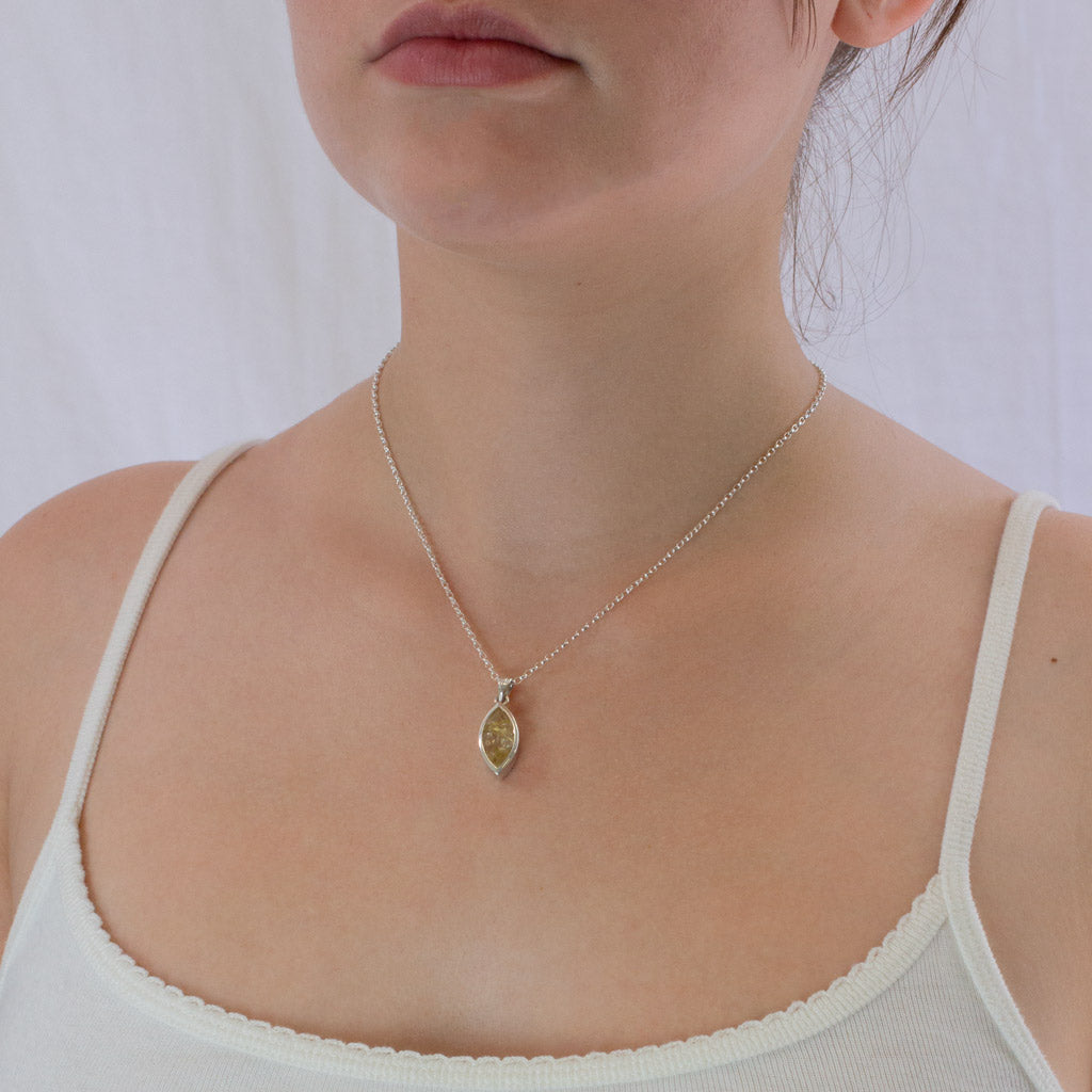 Rutilated Quartz necklace on model