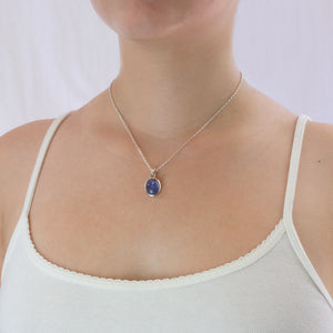 Tanzanite necklace on model