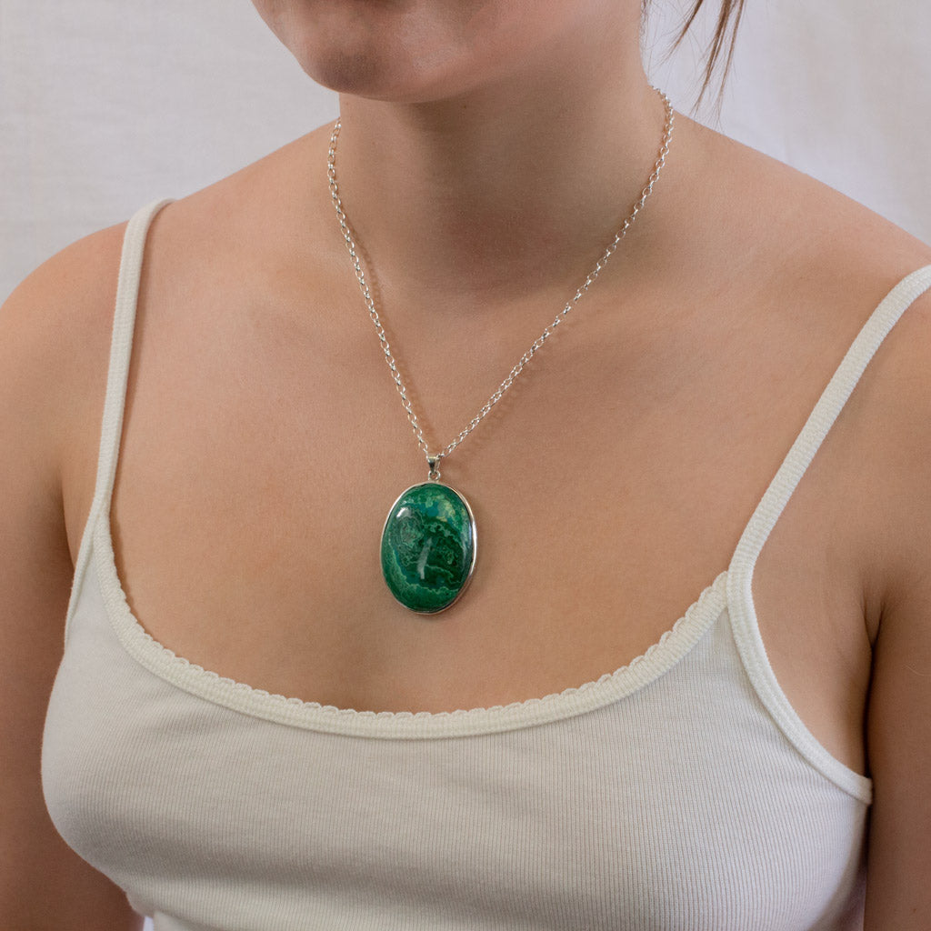 Chrysocolla Malachite necklace on model