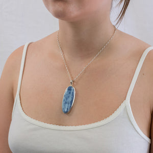 Blue Opal necklace on model