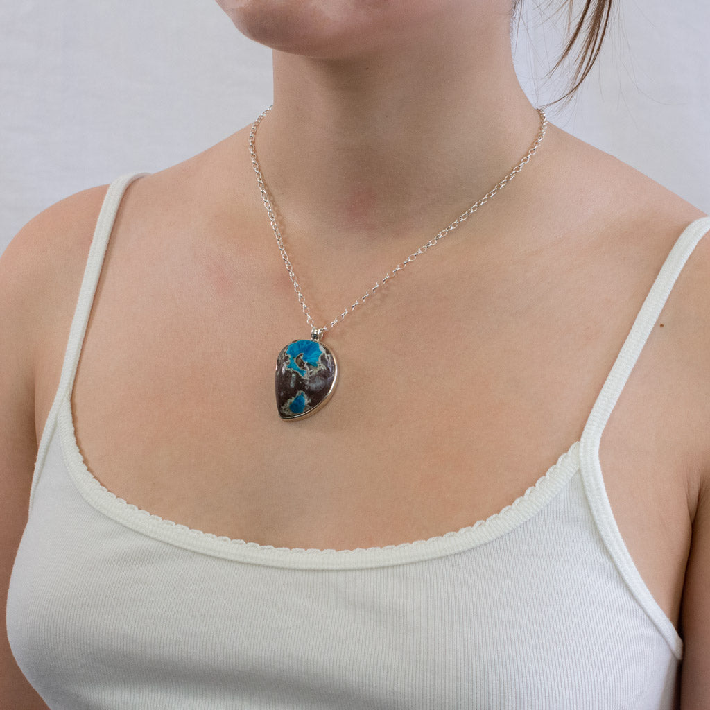 Cavansite necklace on model