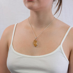 Raw Citrine necklace on model
