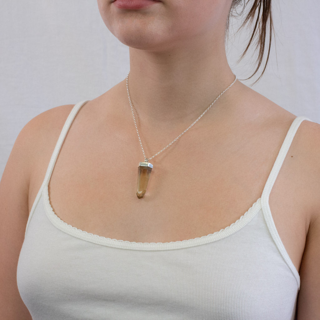 faceted pencil Citrine necklace
