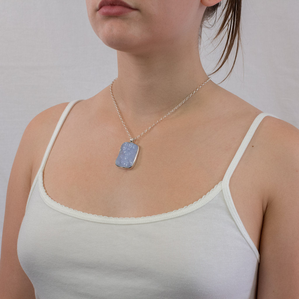 Botryoidal Agate necklace on model