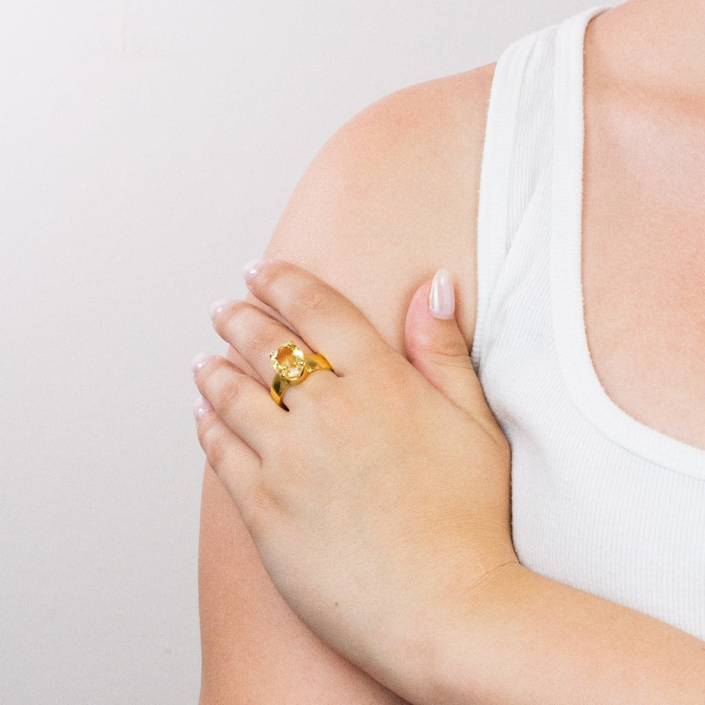 faceted oval Citrine ring