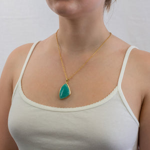 Cabochon Amazonite necklace on model