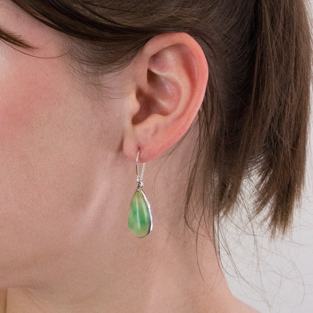 Jadeite earrings on model