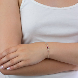 Pink Tourmaline bracelet on model