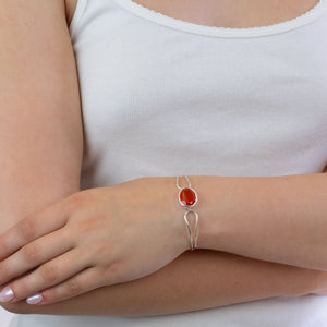 Faceted Oval Carnelian bracelet on model