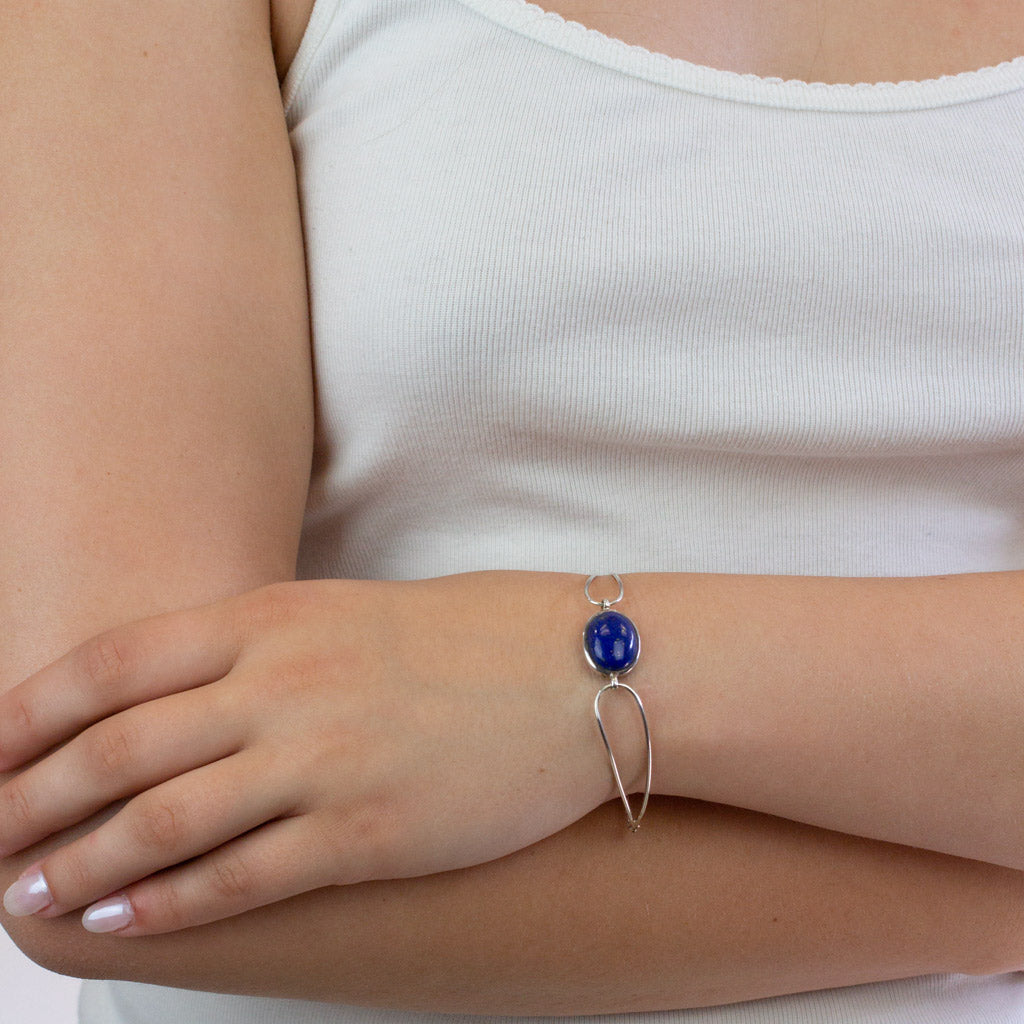 Lapis Lazuli Bracelet | Silver Bead Bracelet | September Birthstone –  KookyTwo