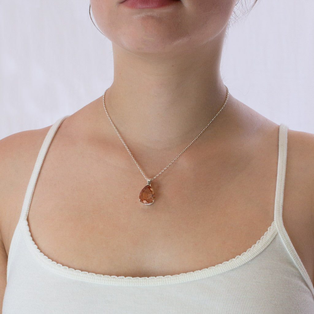 Sunstone necklace on model