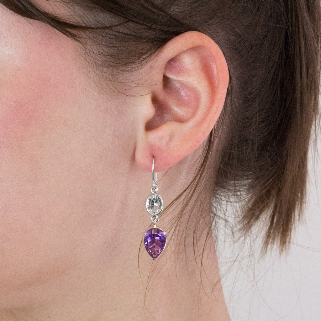 Amethyst Stud Earrings-natural Stone Jewelry-sterling Silver-birthstone  Studs-women Earring-silver Jewelry-cartilage Studs-purple Stone Gift - Etsy