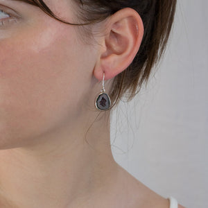 Agate Geode Drop Earrings on model