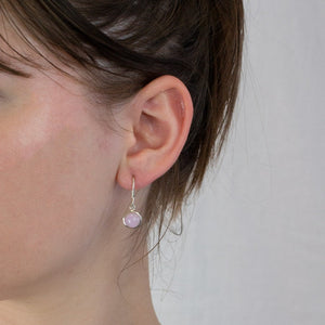 Kunzite Drop Earrings on model