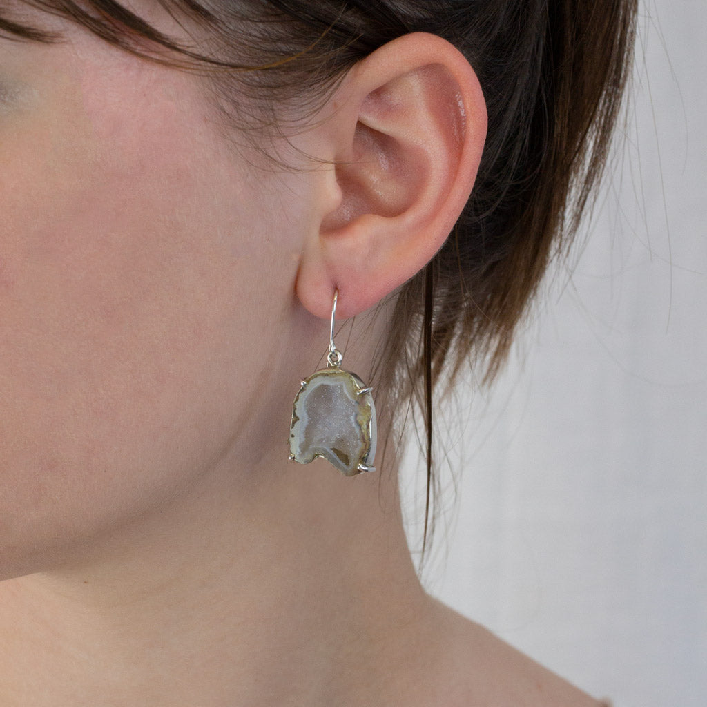 Raw Organic Druzy Agate Geode Earrings