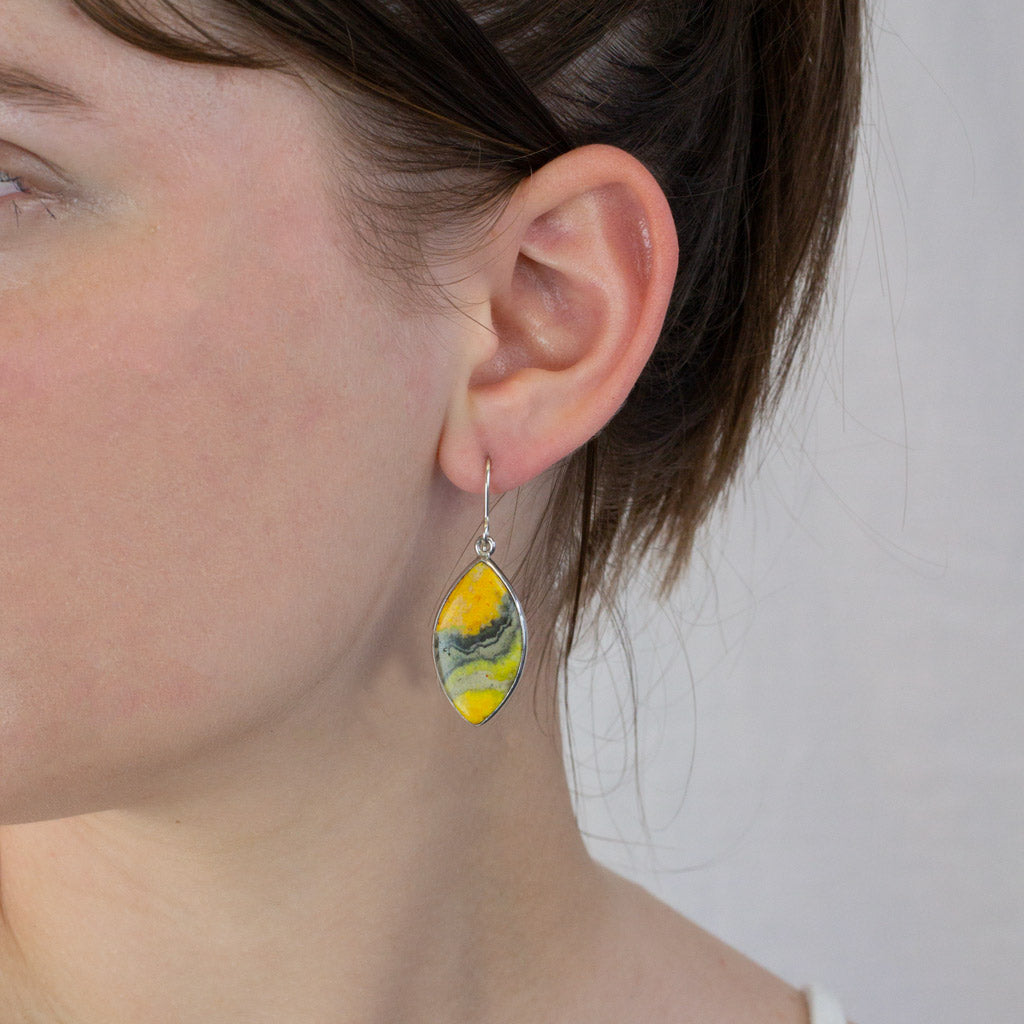 Bumble bee jasper Earrings on model