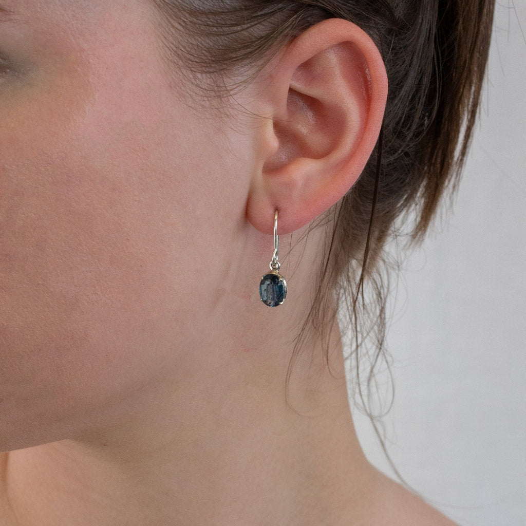 Kyanite Drop Earrings on model