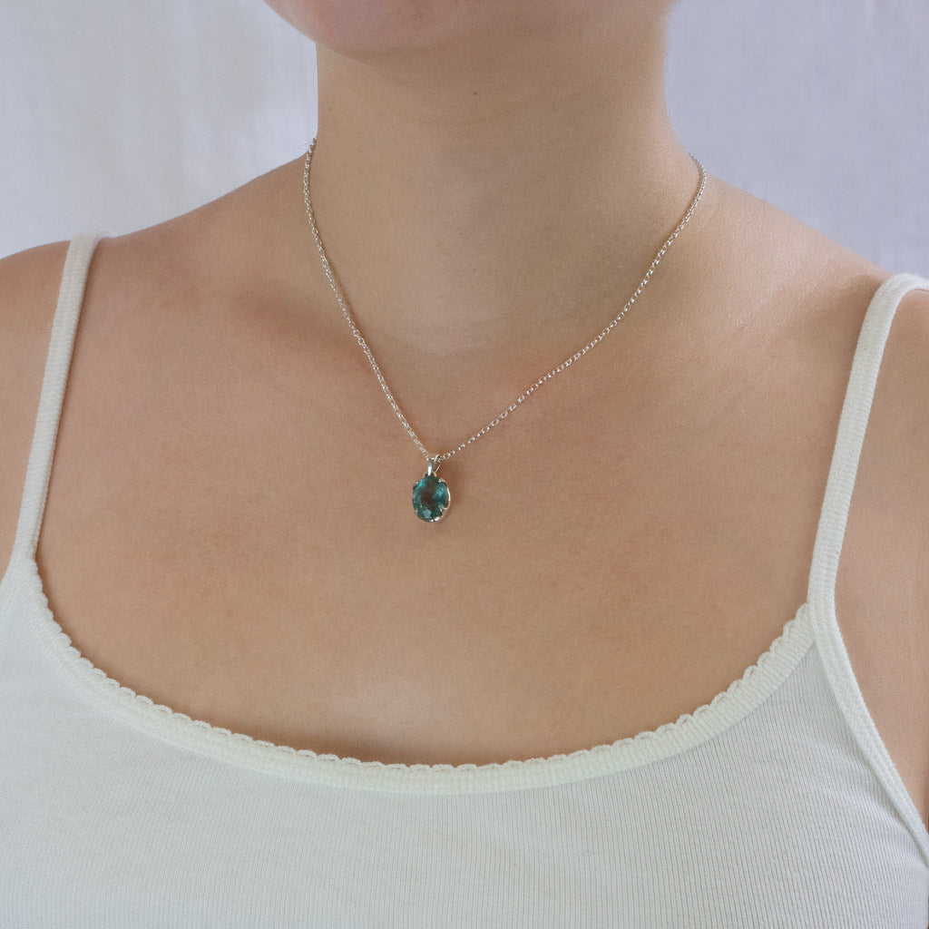 Fluorite necklace on model