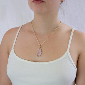 Kunzite necklace on model