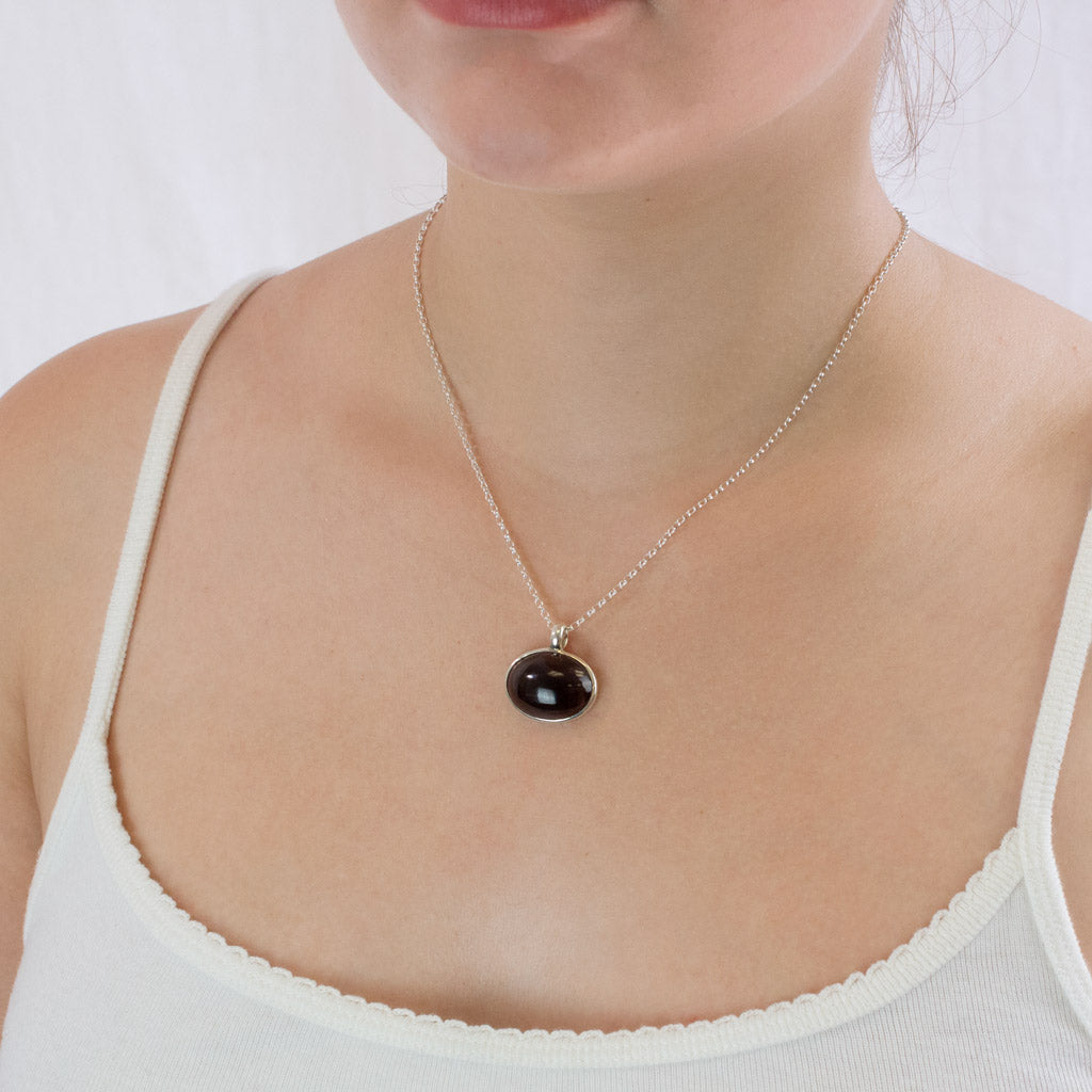 Garnet necklace on model