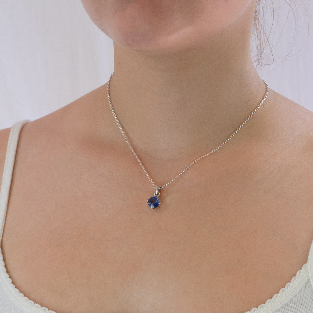 Kyanite necklace on model