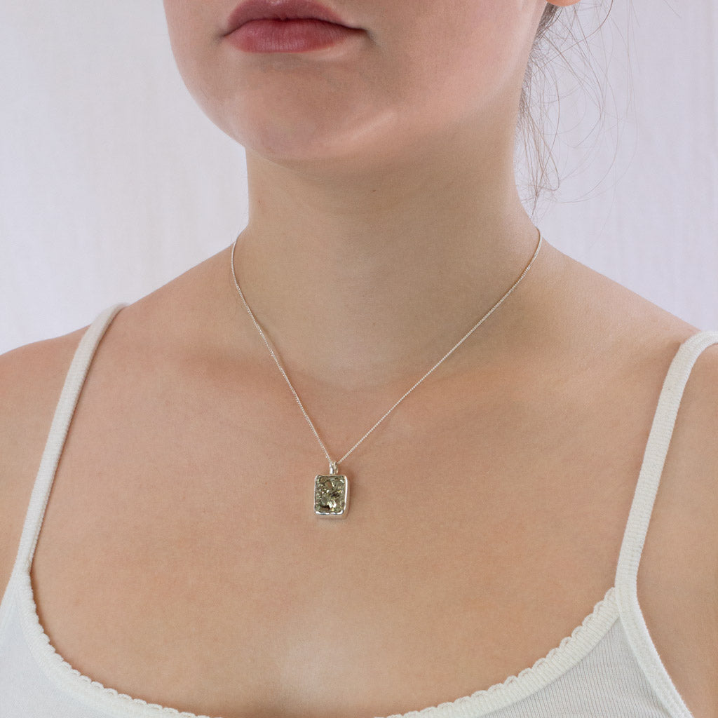 Pyrite necklace on model