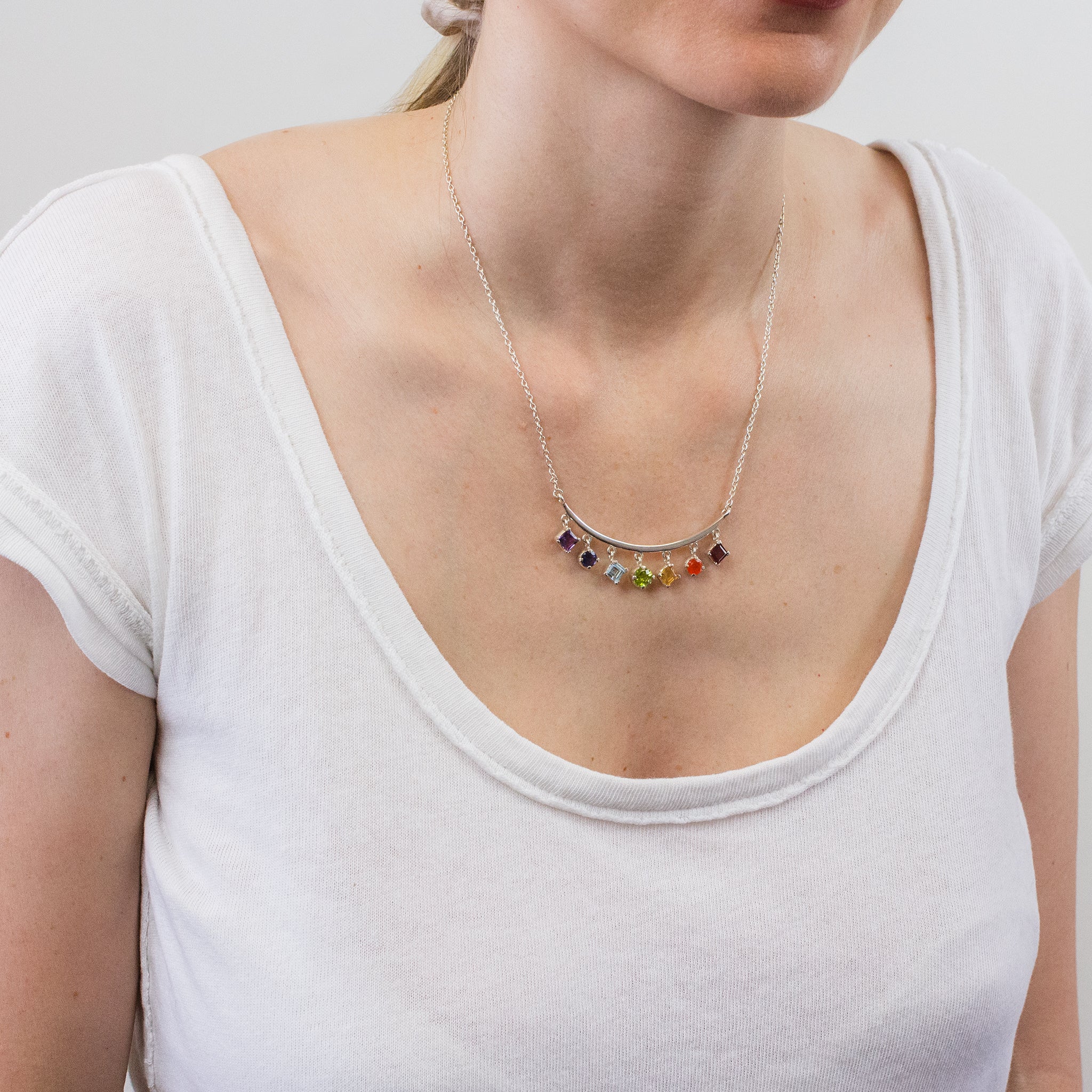 Chakra necklace ON MODEL