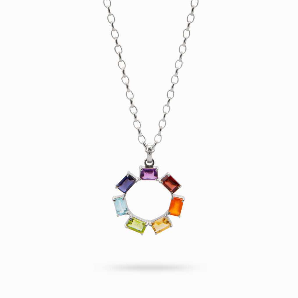 chakra faceted circle necklace