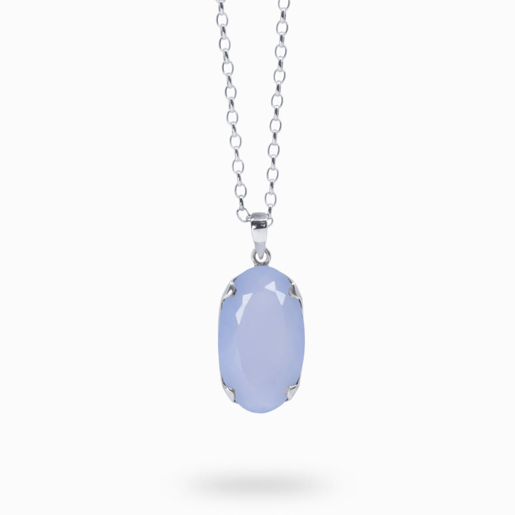 FACETED BLUE CHALCEDONY NECKLACE