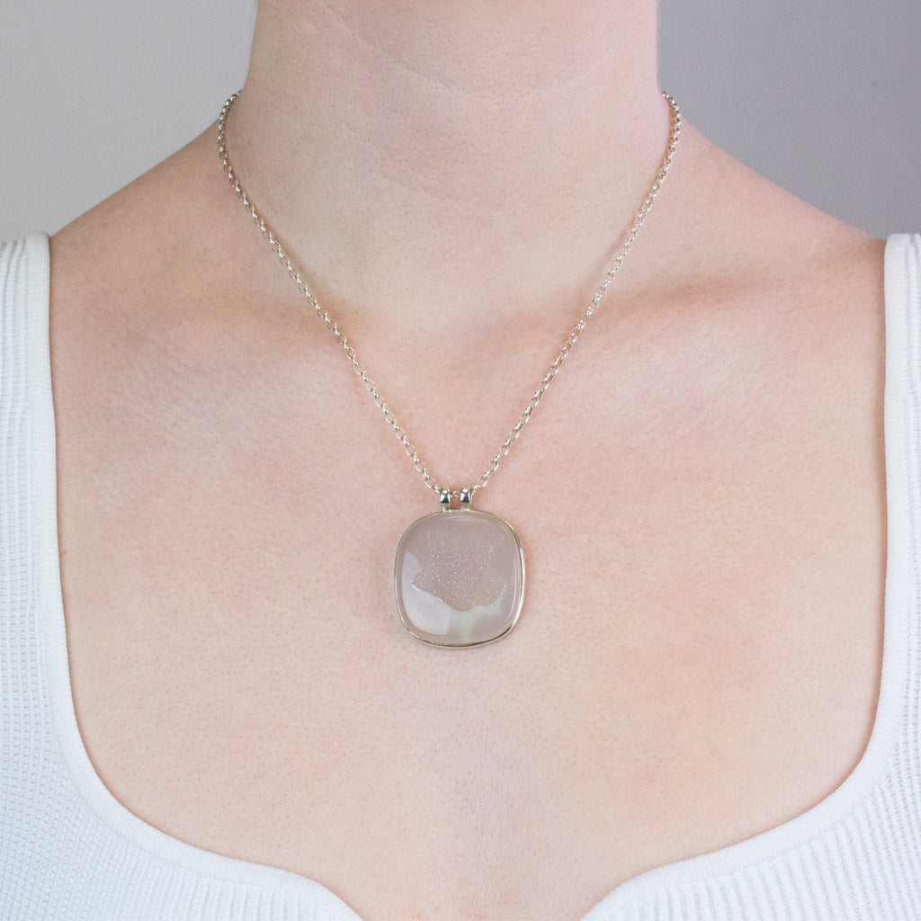 Agate Druzy Necklace on Model