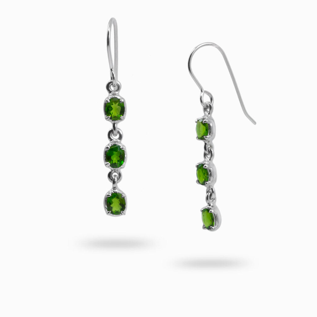 Chrome Diopside Faceted drop Earrings
