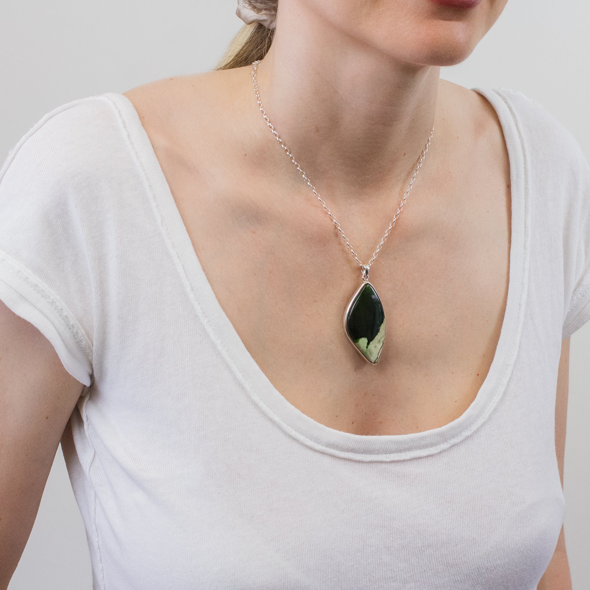 Chrome Chalcedony Necklace ON MODEL