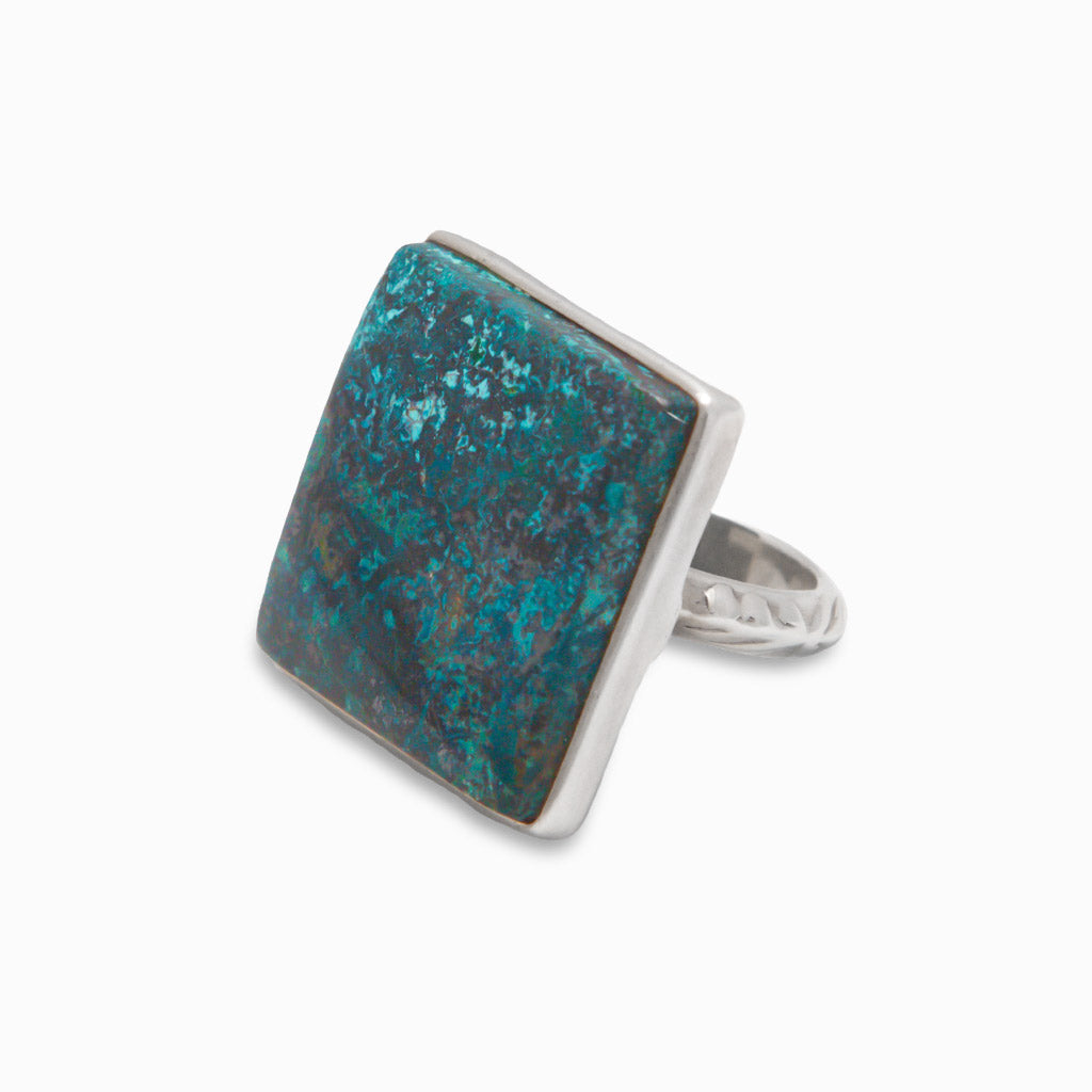 CHRYSOCOLLA SQUARE RING