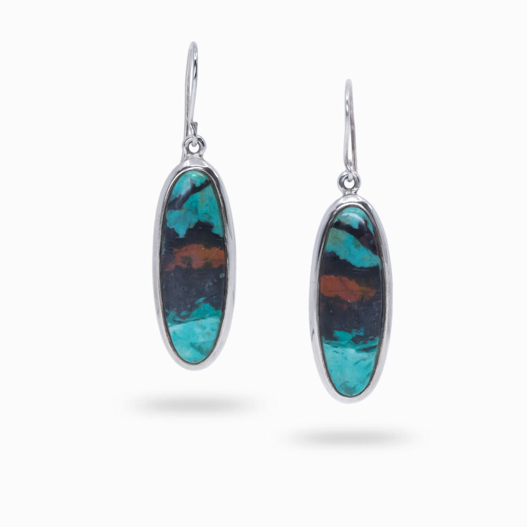 chrysocolla cuprite drop earrings