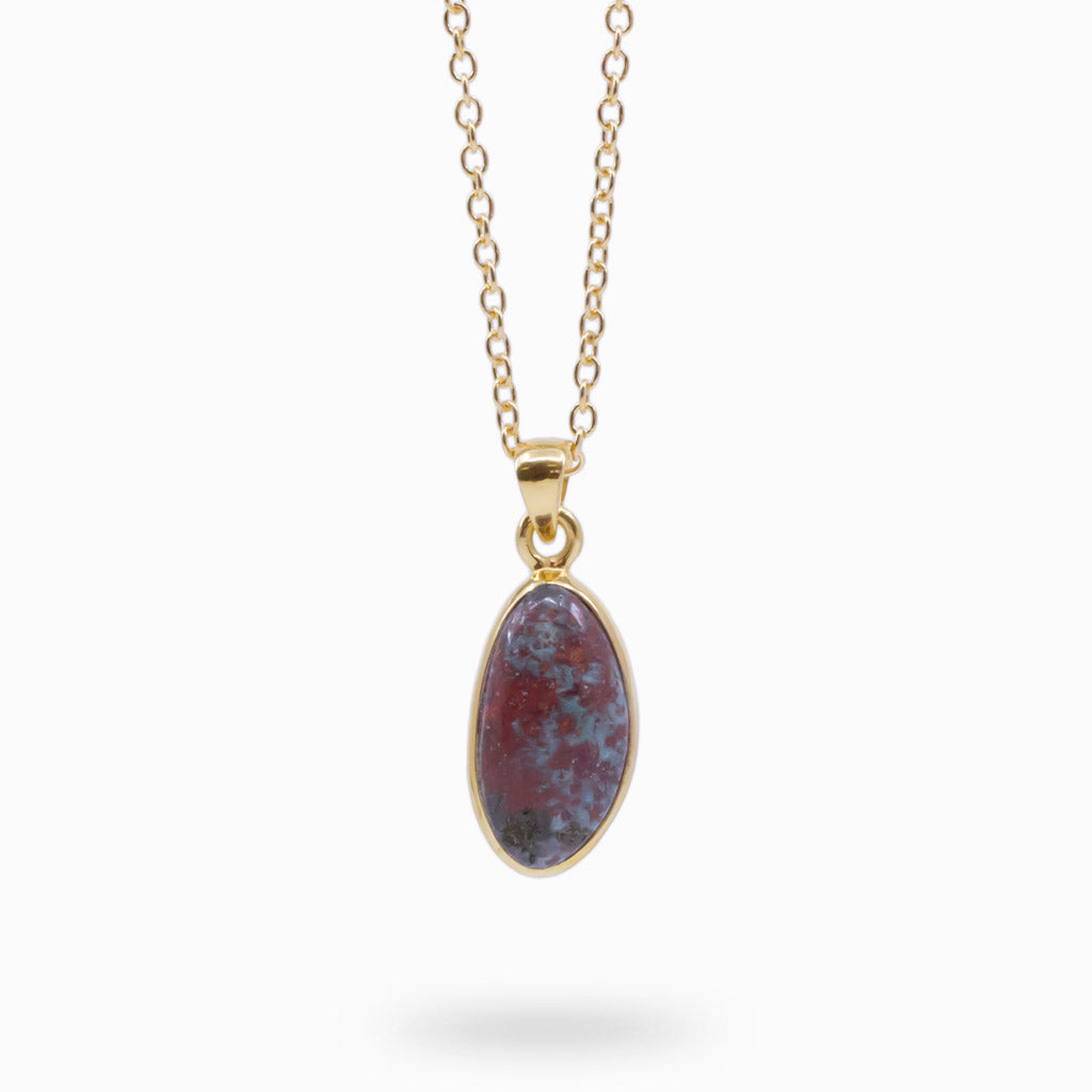 CUPRITE NECKLACE WITH 14K YELLOW GOLD VERMEIL FINISH 