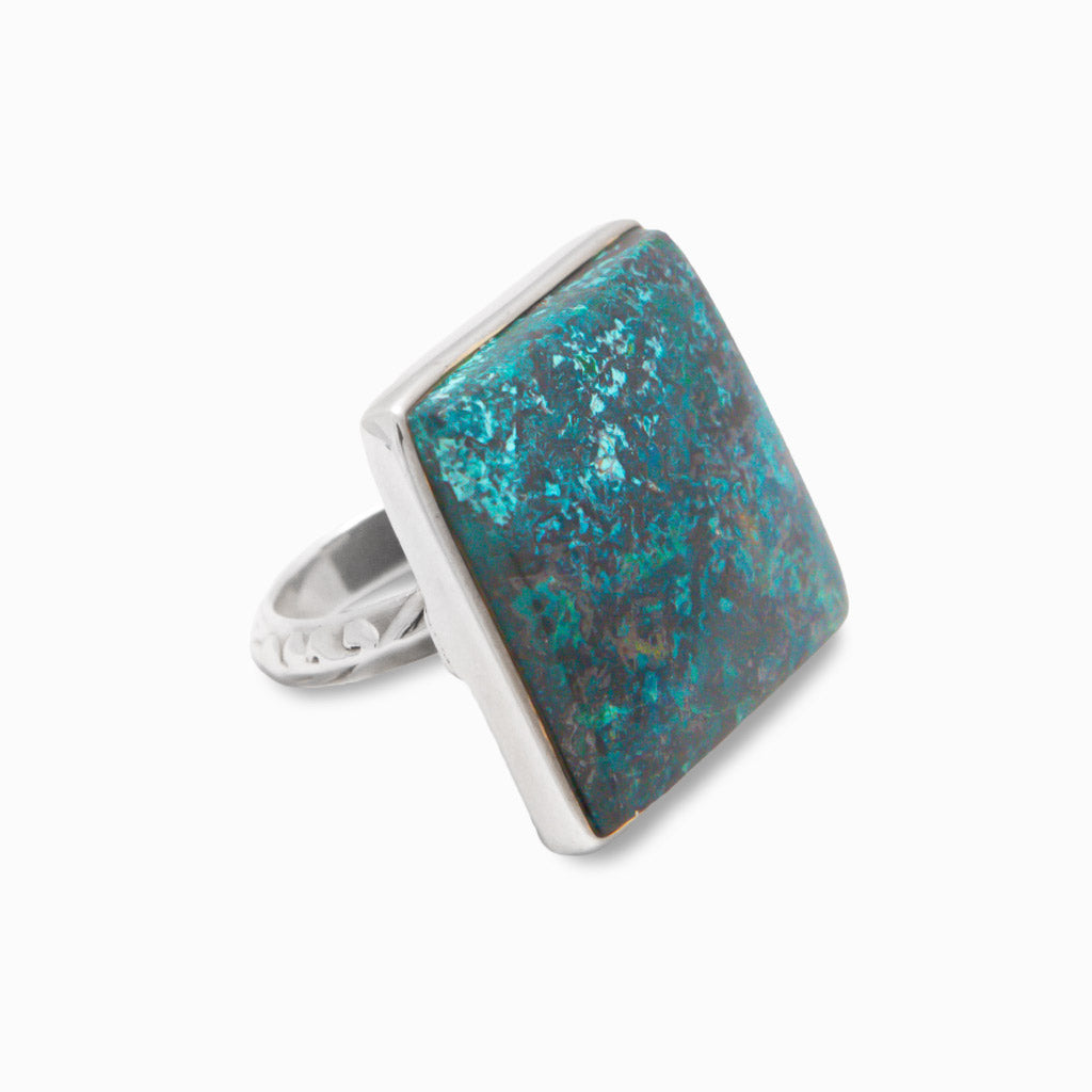 CHRYSOCOLLA SQUARE RING