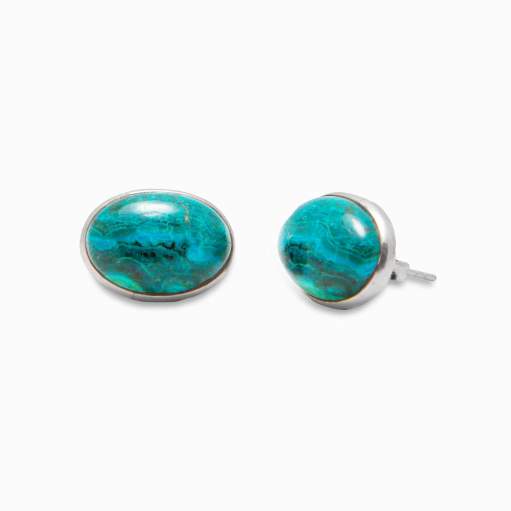 Chrysocolla Malachite Stud Earrings