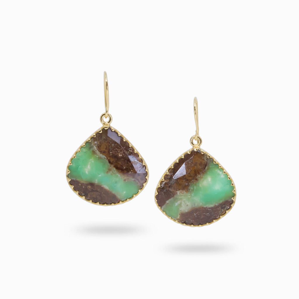 Chrysoprase in Matrix earrings