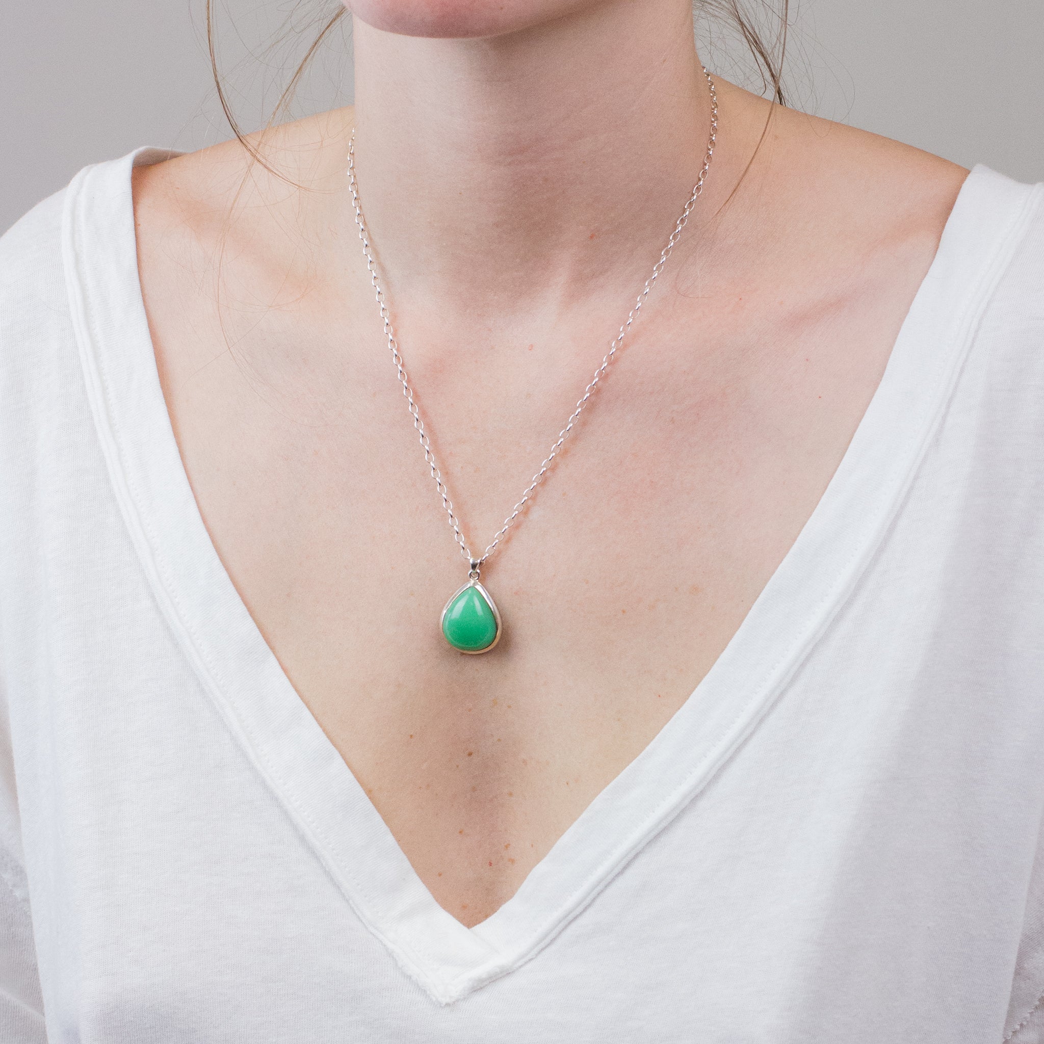 CHRYSOPRASE TEAR NECKLACE