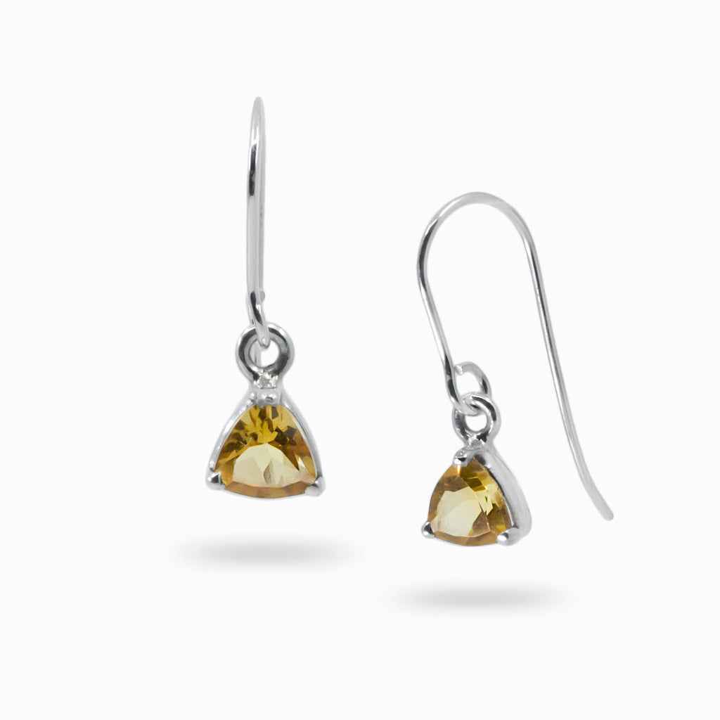 Faceted triangle Citrine drop earrings