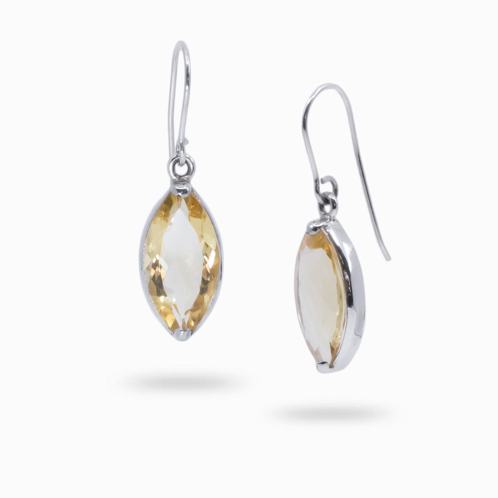 faceted marquise citrine drop earrings