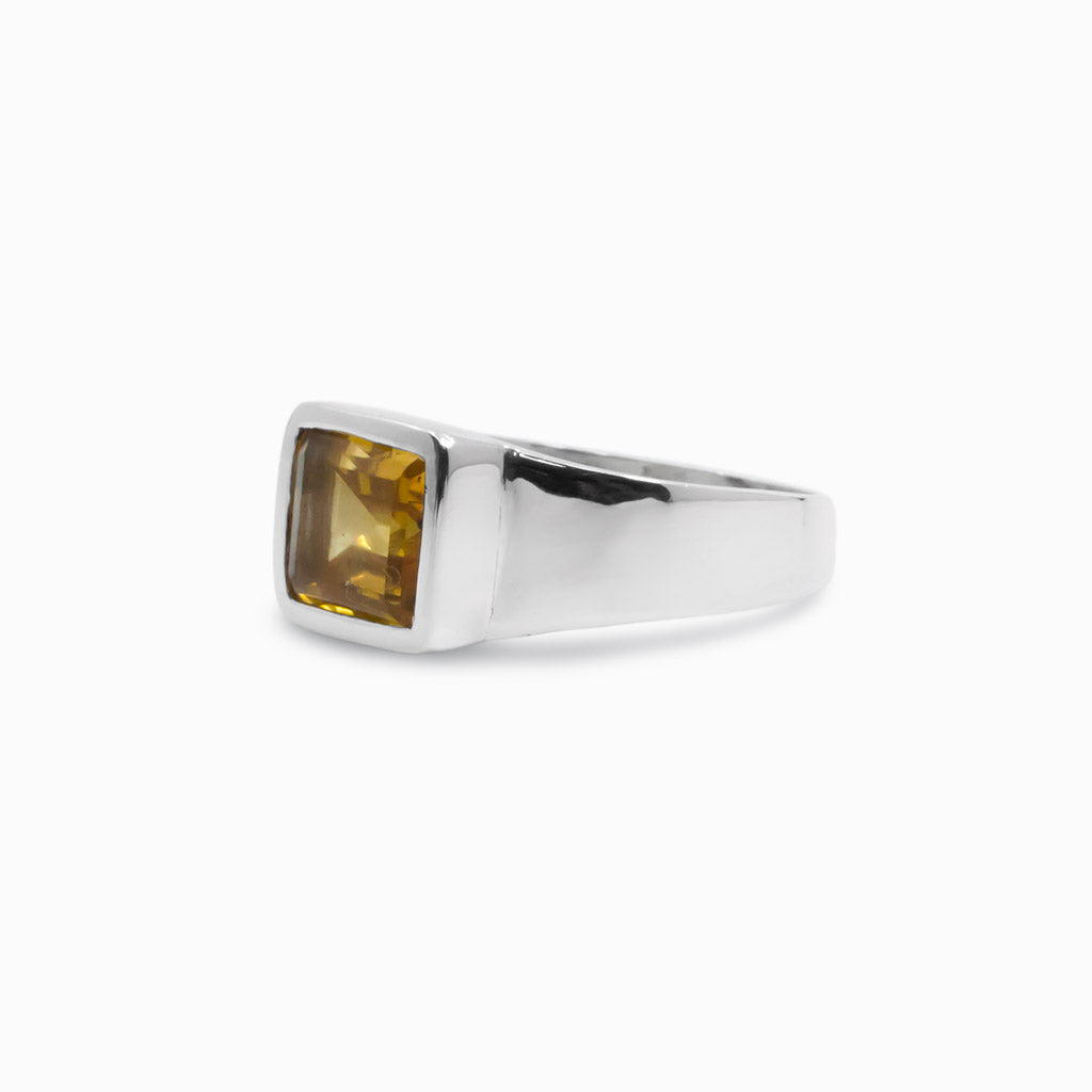 rectangle faceted Citrine ring