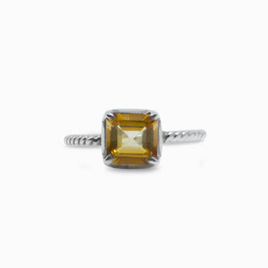 faceted square Citrine ring
