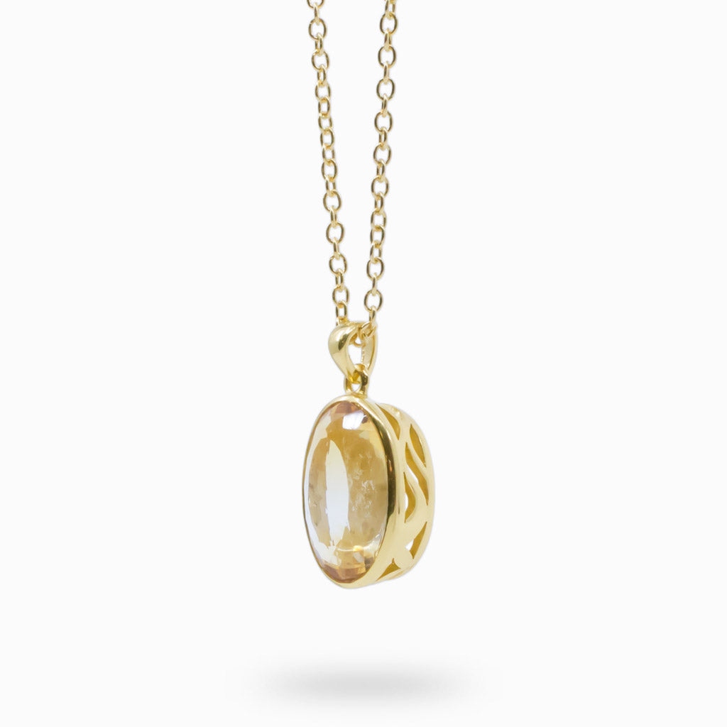 FACETED OVAL CITRINE NECKLACE WITH YELLOW GOLD VERMEIL FINISH