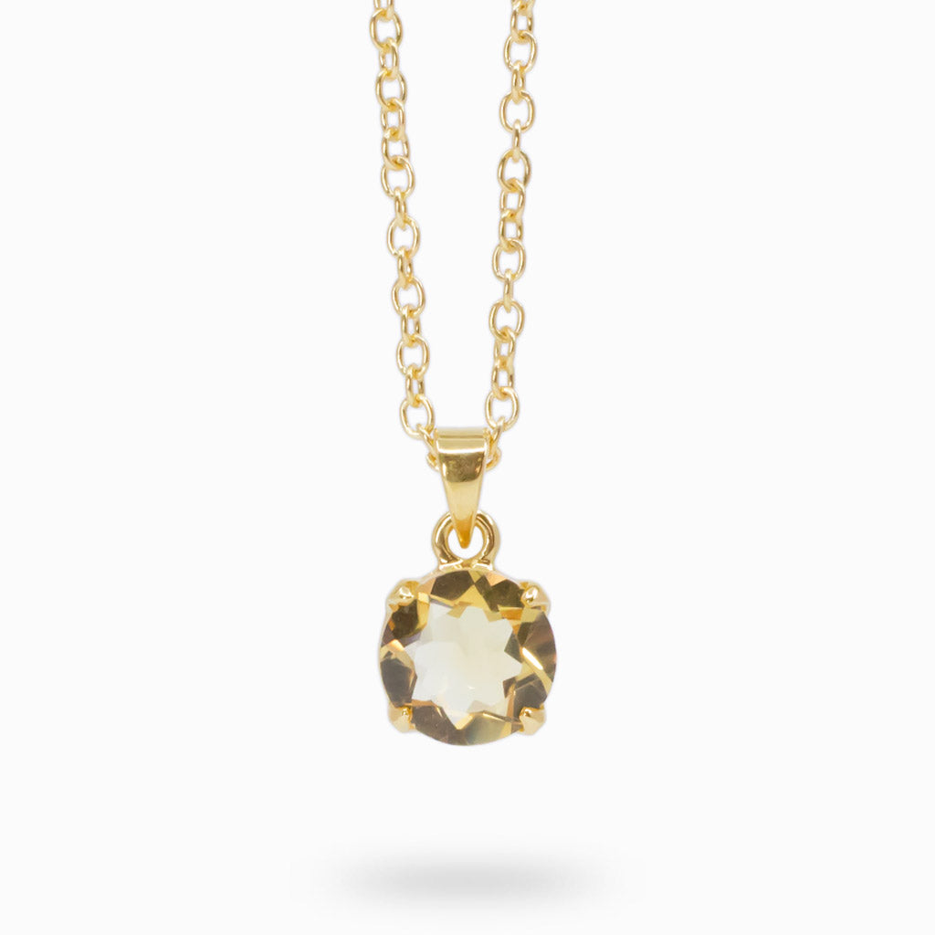 FACETED CITRINE NECKLACE WITH 14K YELLOW GOLD VERMEIL FINISH 