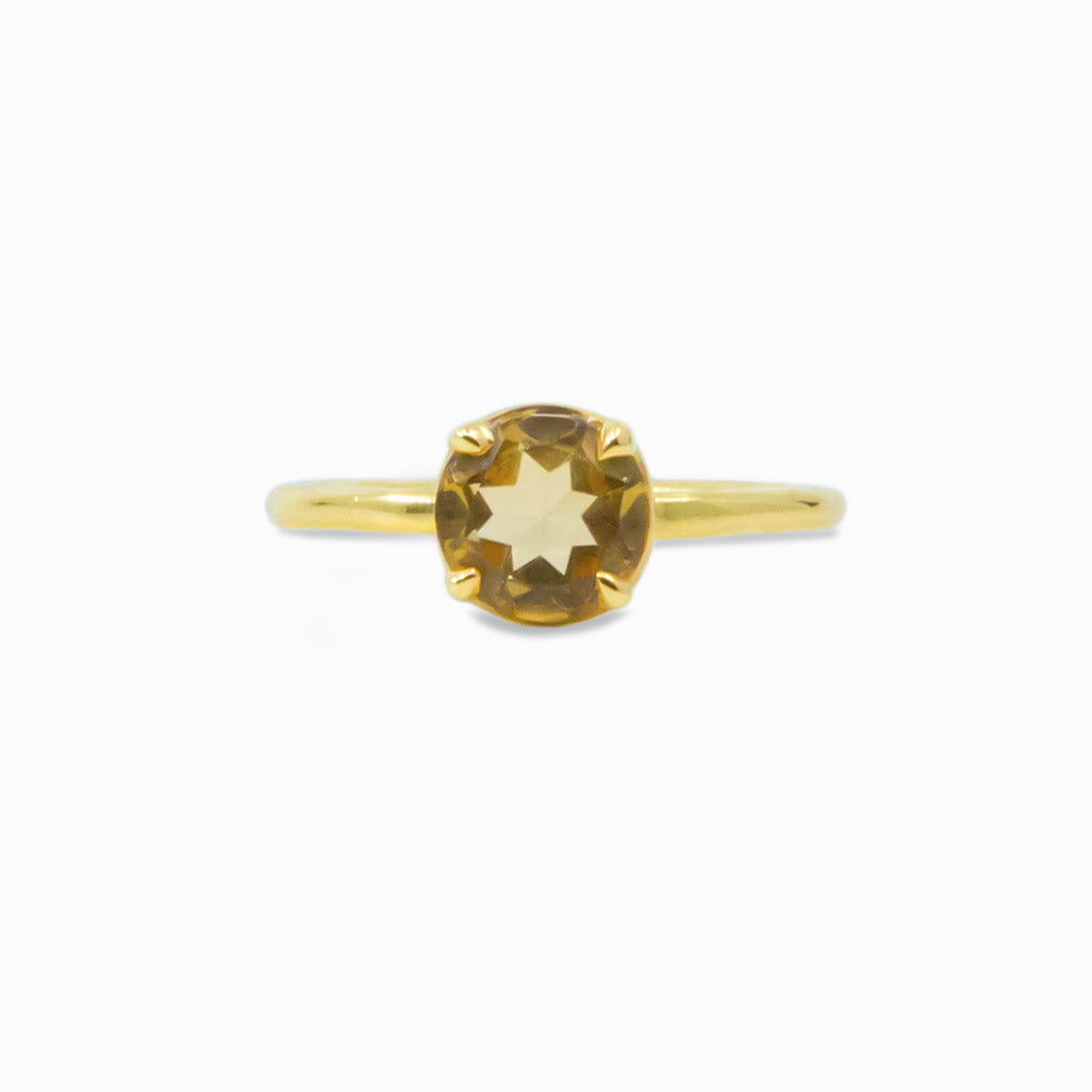 Faceted Round Citrine ring