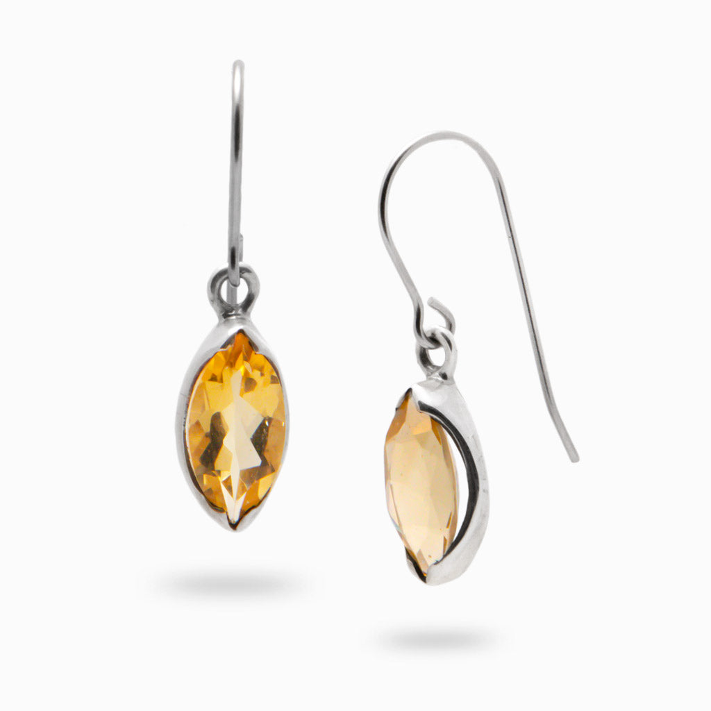 FACETED MARQUISE CITRINE DROP EARRINGS